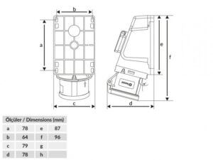 Индустриален контакт 16A шуко/220V+16A евроконтакт/380V,3P+N+E IP44,BEMIS